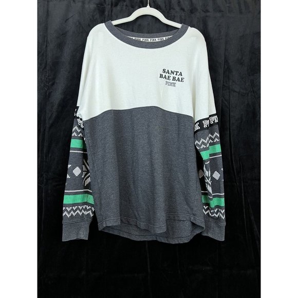 Victoria’s Secret PINK Santa Bae Bae Sweatshirt Size Large Long Sleeve - Picture 1 of 9